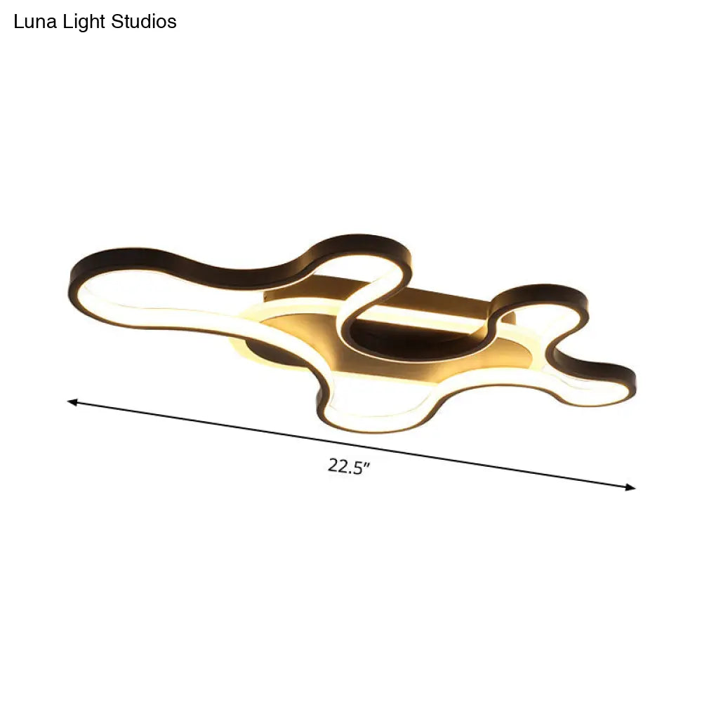 DecorBites™ DecorBites™ Black Curved Flush Mount LED Ceiling Lamp with Minimalist Acrylic Design - Warm/White Light