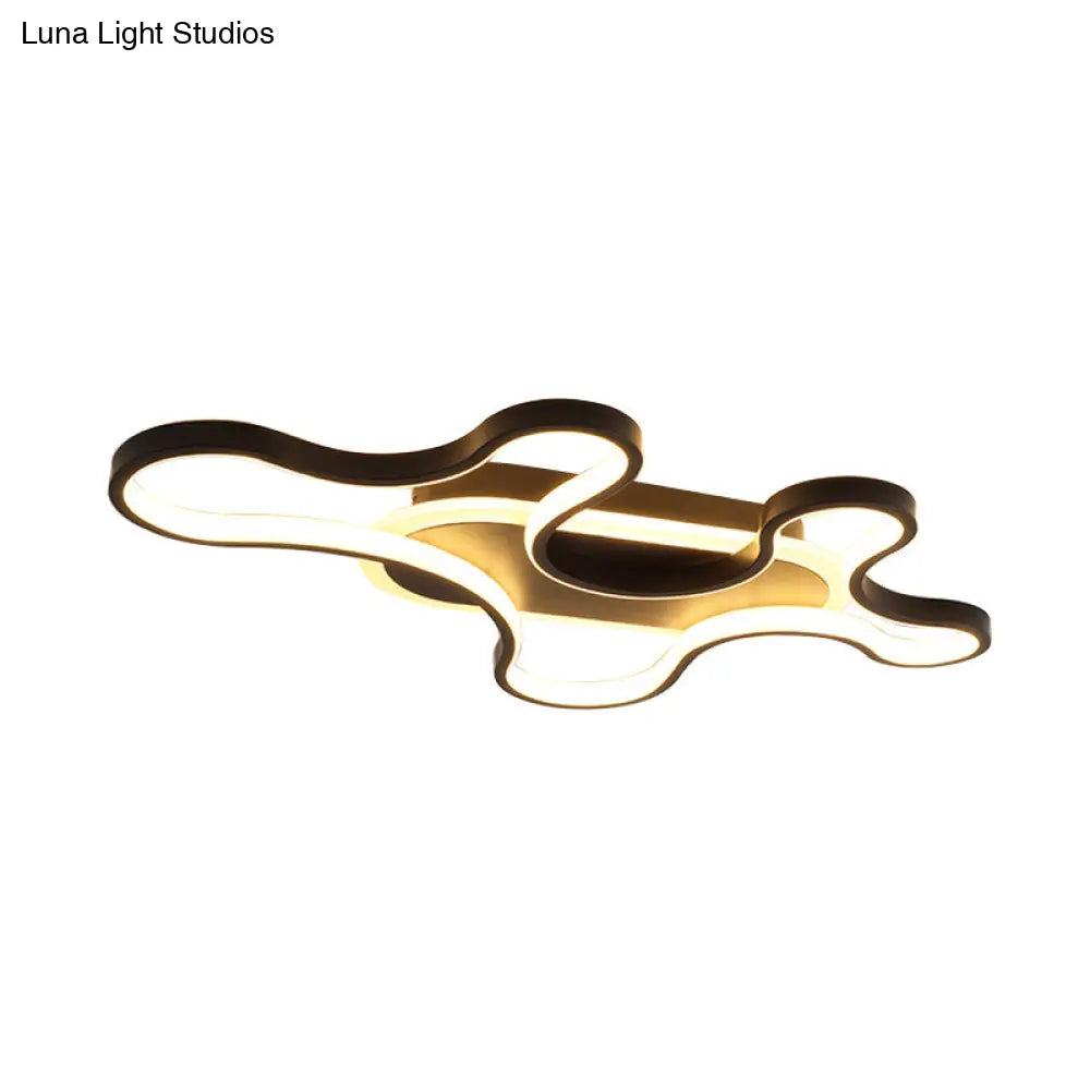 DecorBites™ DecorBites™ Black Curved Flush Mount LED Ceiling Lamp with Minimalist Acrylic Design - Warm/White Light