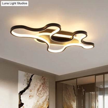 DecorBites™ DecorBites™ Black Curved Flush Mount LED Ceiling Lamp with Minimalist Acrylic Design - Warm/White Light