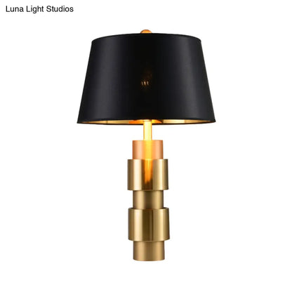 Black Desk Lamp with Fabric Drum Shade and Metal Base - Ideal Reading Light for Bedroom