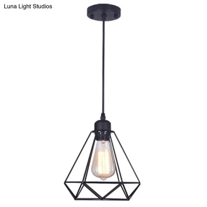 Black Diamond Iron Cluster Pendant: Industrial Retro Hanging Lamp for Restaurants (1-Light)