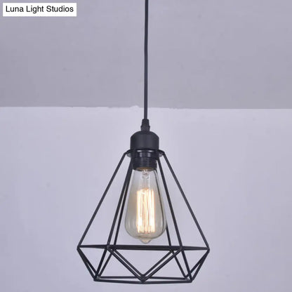 Black Diamond Iron Cluster Pendant: Industrial Retro Hanging Lamp for Restaurants (1-Light)