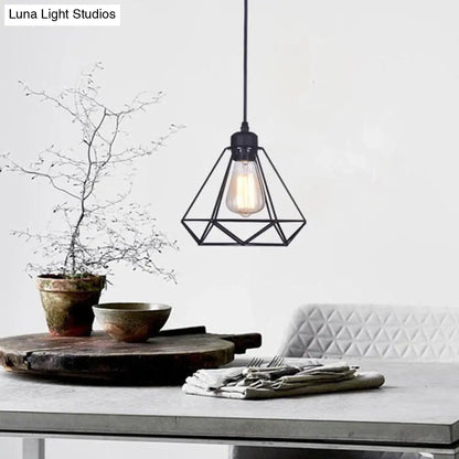 Black Diamond Iron Cluster Pendant: Industrial Retro Hanging Lamp for Restaurants (1-Light)