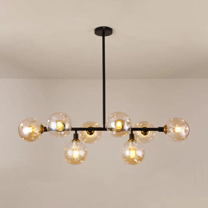 مصباح معلق على شكل كرة زجاجية سوداء من DecorBites™ لجزيرة غرفة الطعام الحديثة