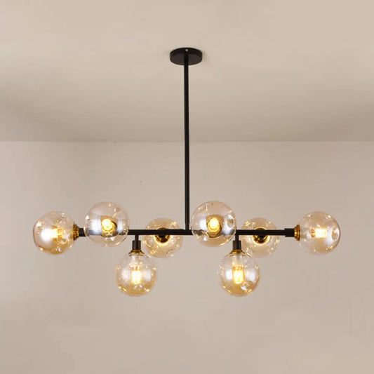 مصباح معلق على شكل كرة زجاجية سوداء من DecorBites™ لجزيرة غرفة الطعام الحديثة