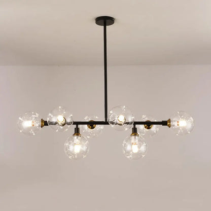 مصباح معلق على شكل كرة زجاجية سوداء من DecorBites™ لجزيرة غرفة الطعام الحديثة