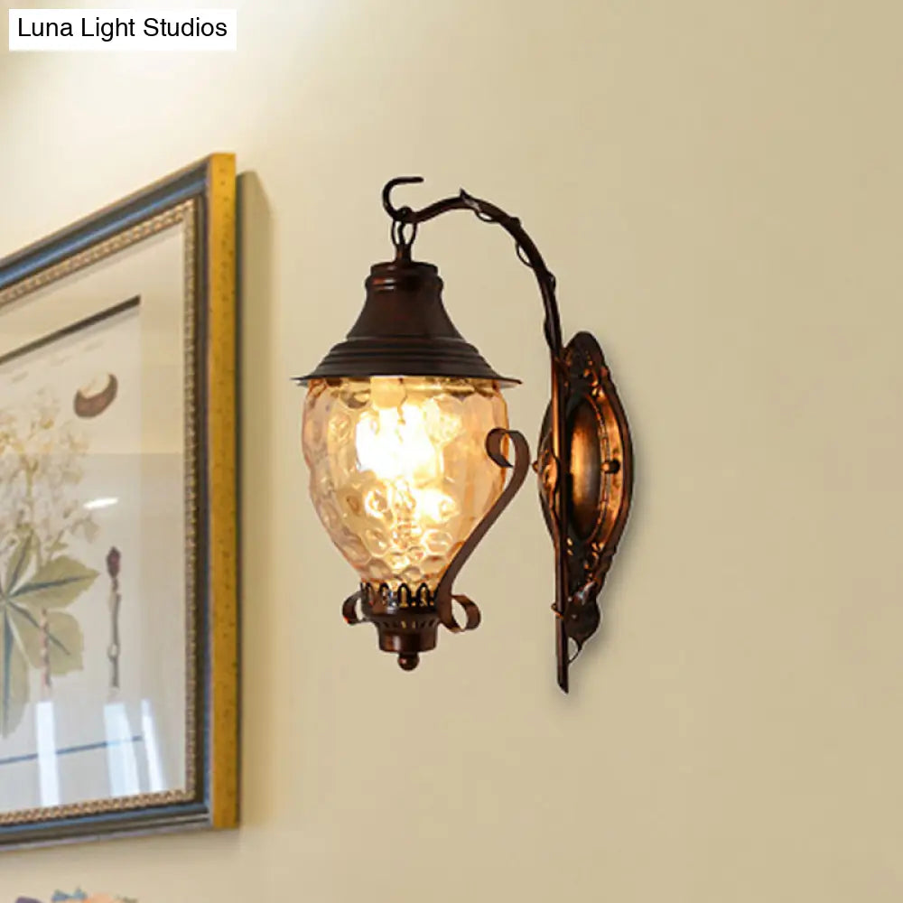 Aplique de pared de cristal negro con hoyuelos y forma de bellota, 1 luz, para salón de estilo industrial