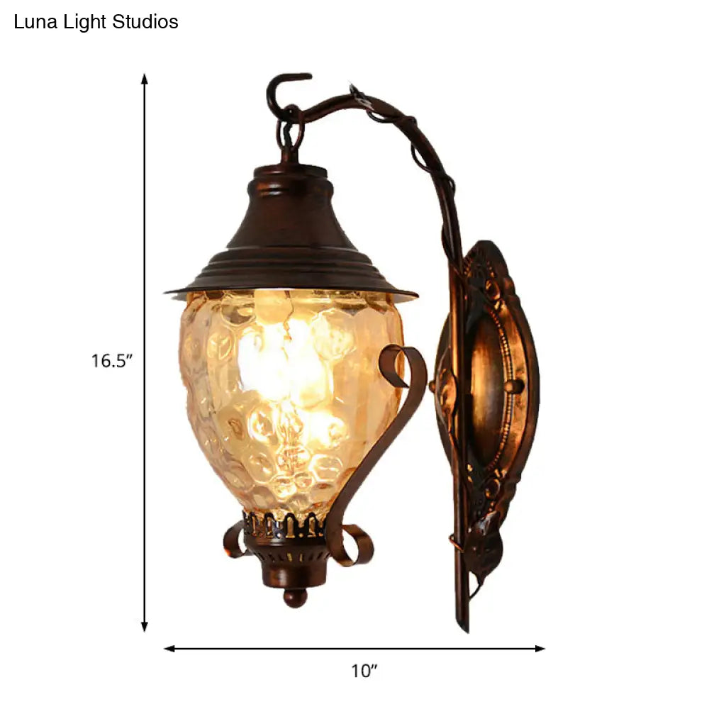 Aplique de pared de cristal negro con hoyuelos y forma de bellota, 1 luz, para salón de estilo industrial