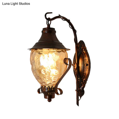 Aplique de pared de cristal negro con hoyuelos y forma de bellota, 1 luz, para salón de estilo industrial