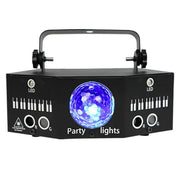 Black disco laser light projector with a blue disco ball and led controls for living room strobe effects