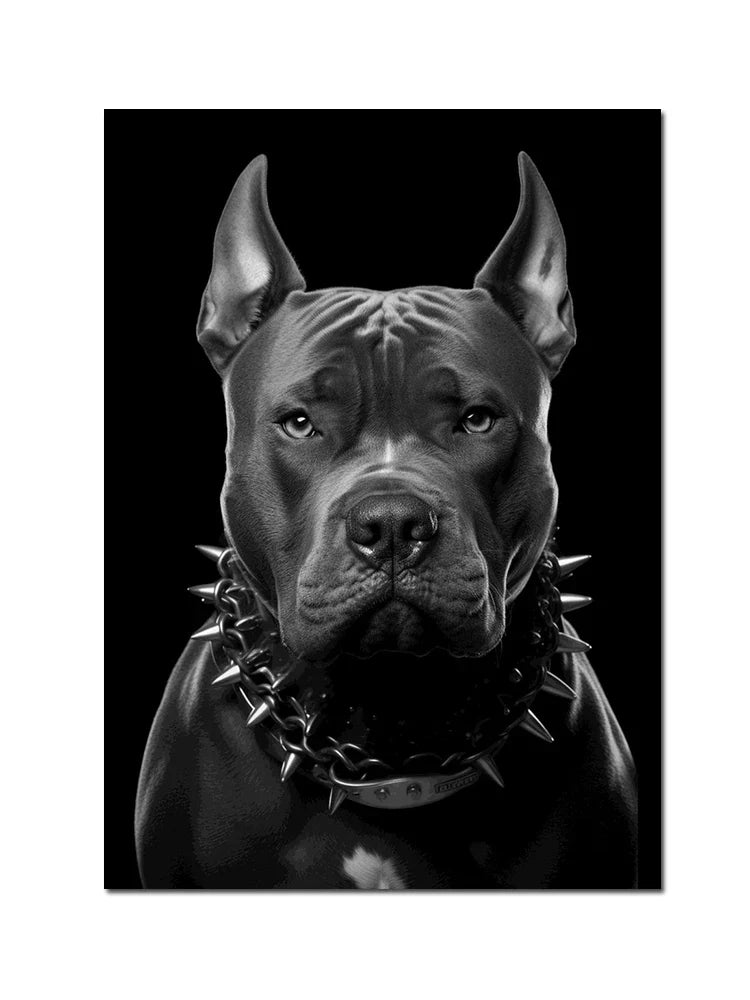 Black Doberman Dog Canvas Poster Art - B / 40x60cm No Frame