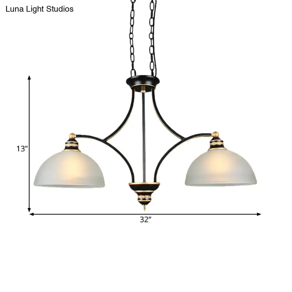 DecorBites 2-bulb traditional black dome chandelier with white glass shades for kitchen island lighting