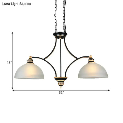 DecorBites 2-bulb traditional black dome chandelier with white glass shades for kitchen island lighting