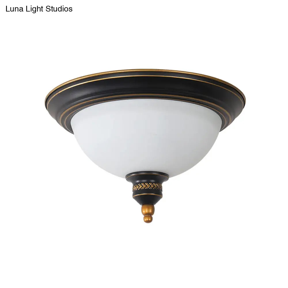 DecorBites™ DecorBites™ Black Dome Flush Mount Ceiling Light with Traditional Opal Glass and 3 Bulbs – Perfect for Living Room