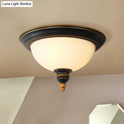 DecorBites™ DecorBites™ Black Dome Flush Mount Ceiling Light with Traditional Opal Glass and 3 Bulbs – Perfect for Living Room