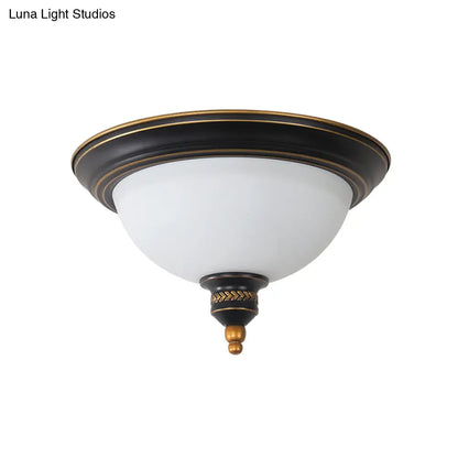 DecorBites™ DecorBites™ Black Dome Flush Mount Ceiling Light with Traditional Opal Glass and 3 Bulbs – Perfect for Living Room