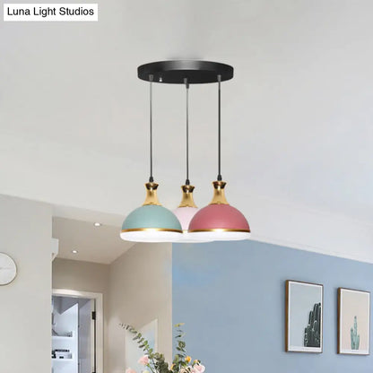 Black Dome Metal Hanging Light Kit - Simple 3-Bulb Pendant Lamp for Dining Table