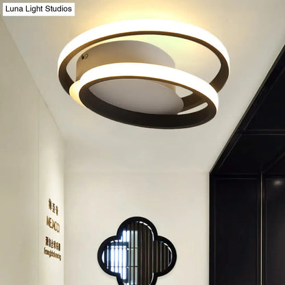 DecorBites™ DecorBites™ Black Double-Ring LED Flush Mount Light - Simple Acrylic Ceiling Lamp in White/Warm Light