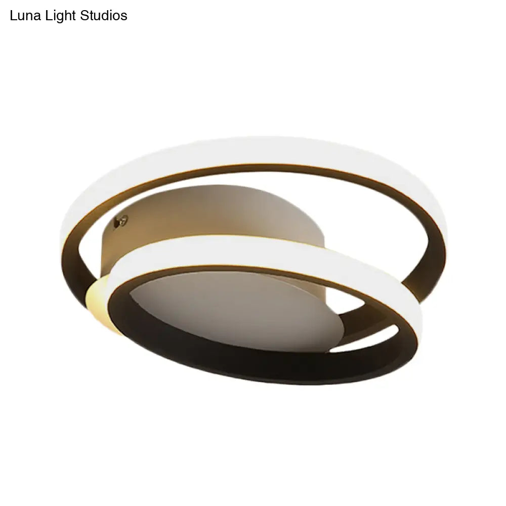 DecorBites™ DecorBites™ Black Double-Ring LED Flush Mount Light - Simple Acrylic Ceiling Lamp in White/Warm Light