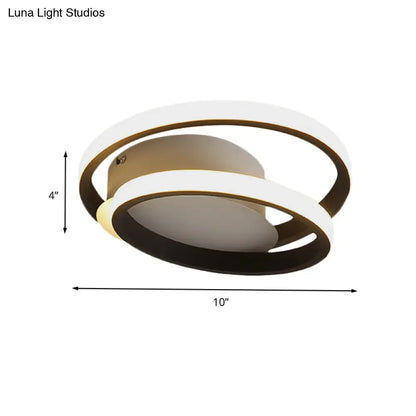 DecorBites™ DecorBites™ Black Double-Ring LED Flush Mount Light - Simple Acrylic Ceiling Lamp in White/Warm Light