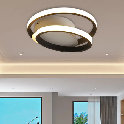 DecorBites™ DecorBites™ Black Double-Ring LED Flush Mount Light - Simple Acrylic Ceiling Lamp in White/Warm Light