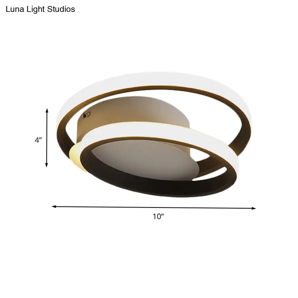 DecorBites™ DecorBites™ Black Double-Ring LED Flush Mount Light - Simple Acrylic Ceiling Lamp in White/Warm Light