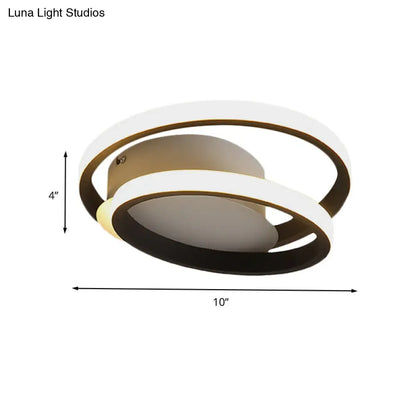 DecorBites™ DecorBites™ Black Double-Ring LED Flush Mount Light - Simple Acrylic Ceiling Lamp in White/Warm Light