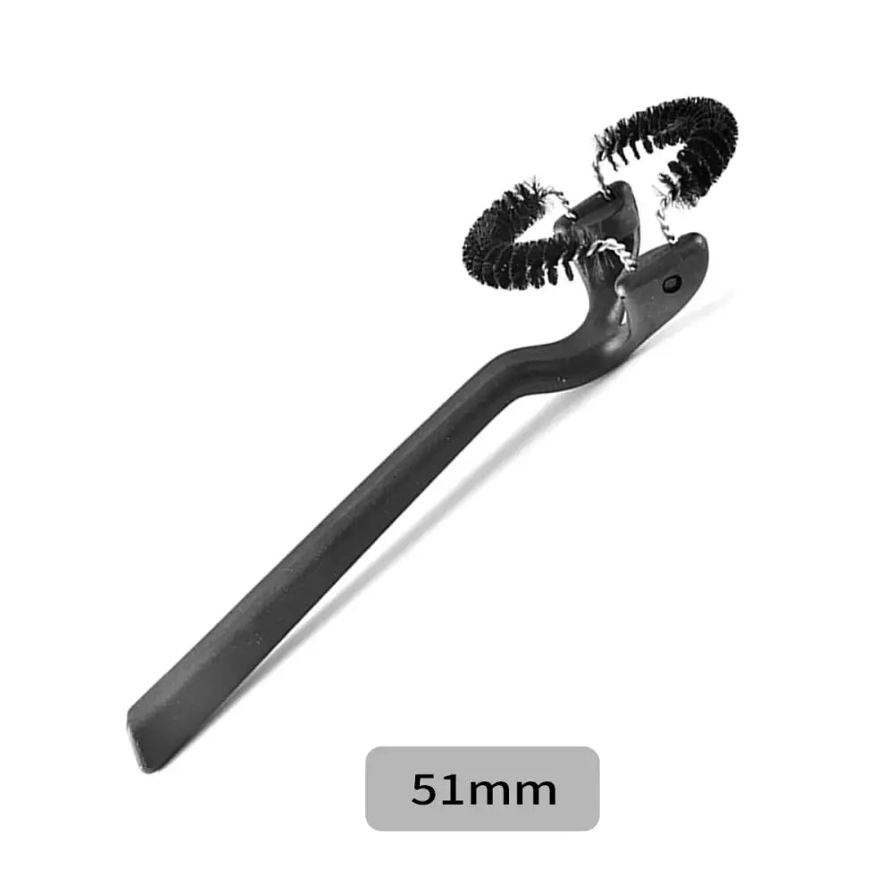 Black dual bristle cleaning brush with plastic handle and coiled wire brushes for decorbites espresso machine cleaning
