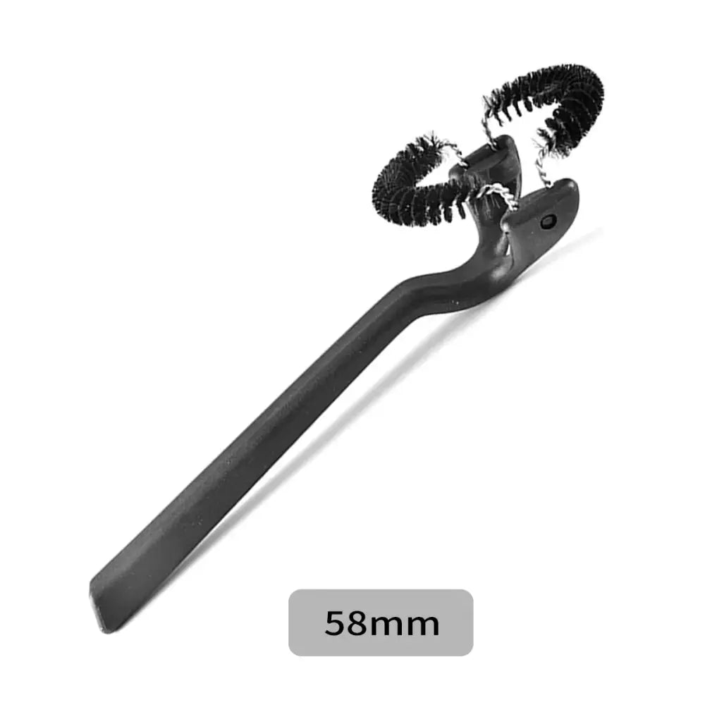 Black metal dual bristle cleaning brush with two coiled heads for decorbites espresso machine cleaning purposes