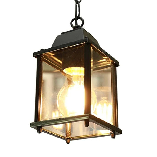 Black European Outdoor Lantern Pendant Light - Decorbites