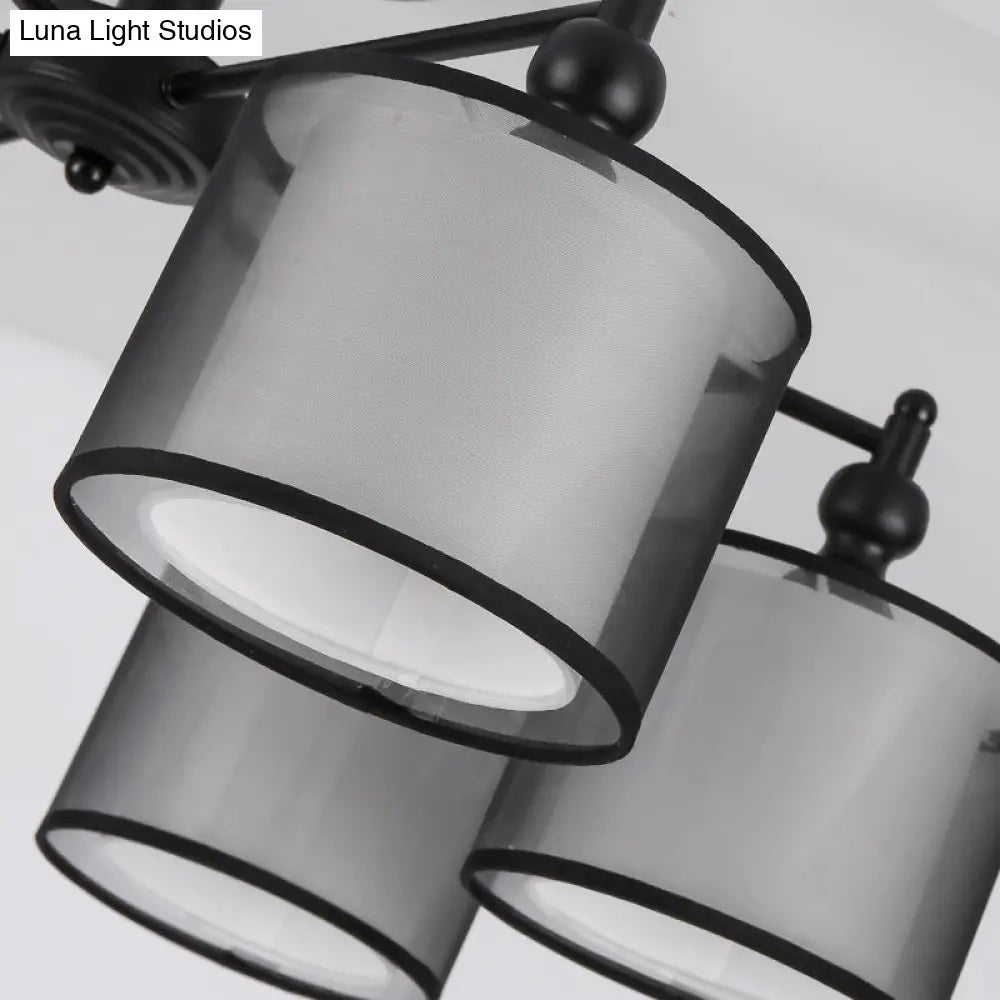 DecorBites™ DecorBites™ Black Fabric Semi Flush Mount Ceiling Chandelier for Contemporary Living Rooms