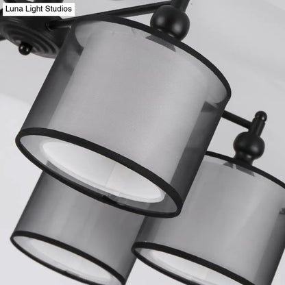 DecorBites™ DecorBites™ Black Fabric Semi Flush Mount Ceiling Chandelier for Contemporary Living Rooms