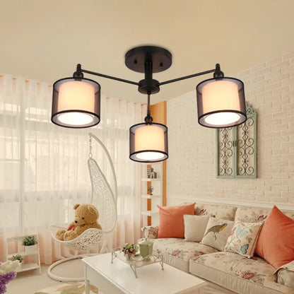 DecorBites™ DecorBites™ Black Fabric Semi Flush Mount Ceiling Chandelier for Contemporary Living Rooms