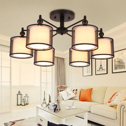 DecorBites™ DecorBites™ Black Fabric Semi Flush Mount Ceiling Chandelier for Contemporary Living Rooms