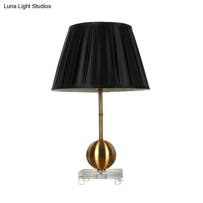 Black Fabric Table Lamp with Crystal Base - Elegant Single Light for Bedroom or Countryside Ambience