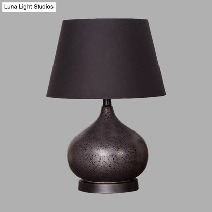 Black Fabric Tapered Drum Task Table Lamp - Modern Design, 1 Bulb for Night Lighting