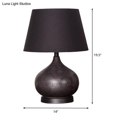 Black Fabric Tapered Drum Task Table Lamp - Modern Design, 1 Bulb for Night Lighting