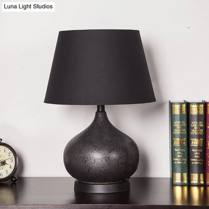 Black Fabric Tapered Drum Task Table Lamp - Modern Design, 1 Bulb for Night Lighting