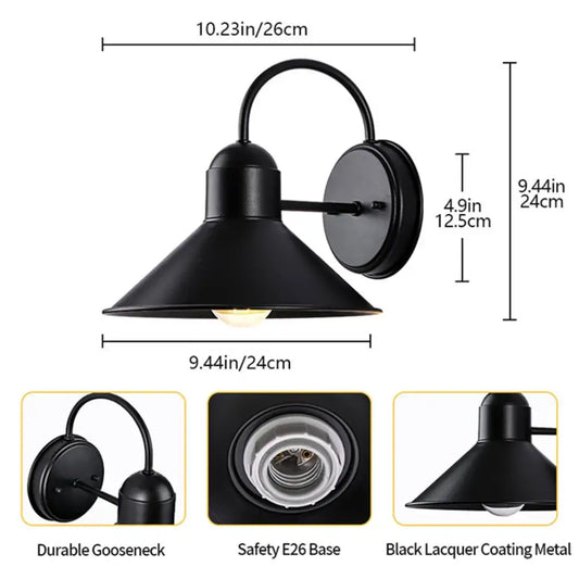 Black metal farmhouse barn lights outdoor gooseneck sconce with matte finish for porch decorbites black farmhouse