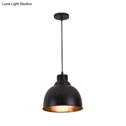 Black Farmhouse Pendant Light with Adjustable Cord and Dome Shade