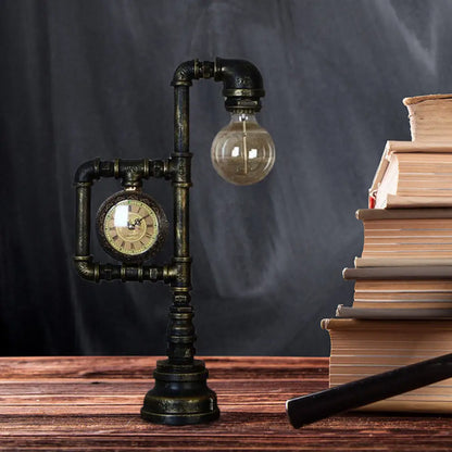 Black Farmhouse Table Lamp with Water Pipe Design - Ideal for Study Room