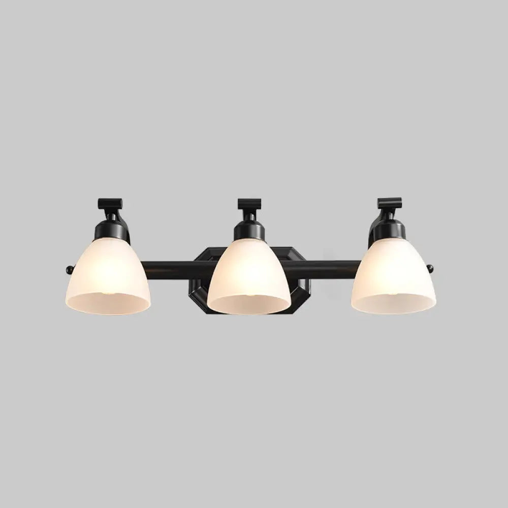 Black Finish Vanity Lamp - Countryside Opal Frosted Glass Bell Wall Sconce for Bathroom Lighting