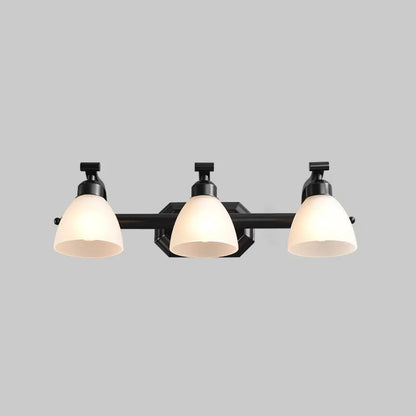 Black Finish Vanity Lamp - Countryside Opal Frosted Glass Bell Wall Sconce for Bathroom Lighting