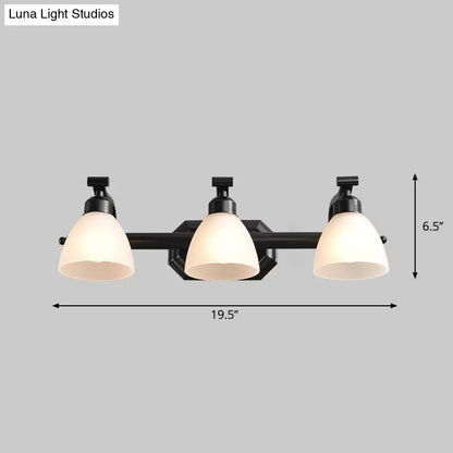 Black Finish Vanity Lamp - Countryside Opal Frosted Glass Bell Wall Sconce for Bathroom Lighting