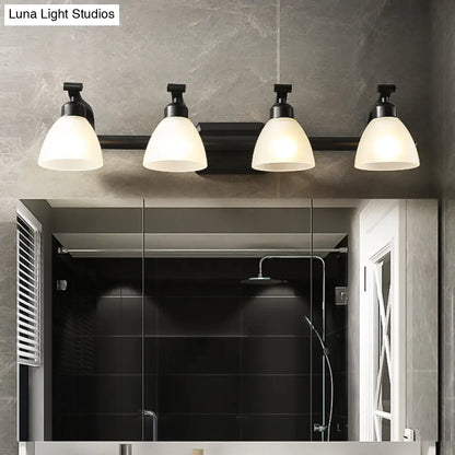 Black Finish Vanity Lamp - Countryside Opal Frosted Glass Bell Wall Sconce for Bathroom Lighting