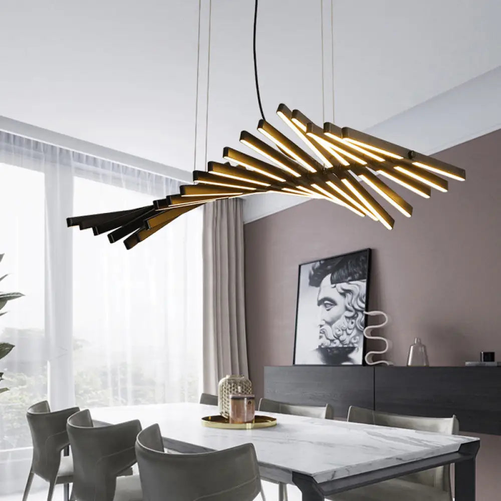 DecorBites™ Black Fish-Bone Pendant Light - Nordic LED Metal Island Fixture