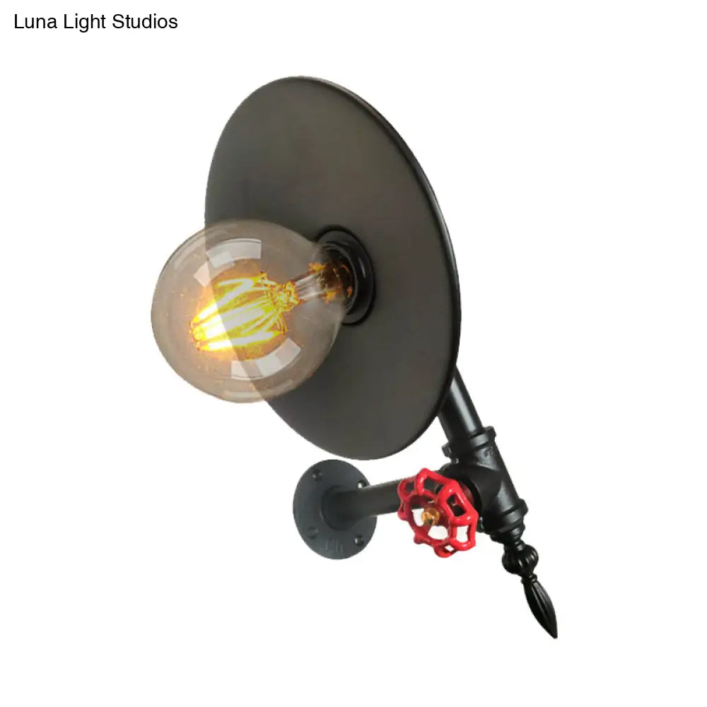 Aplique de pared plano negro - Lámpara de tubo metálico estilo rústico - Lámpara de pared de esquina