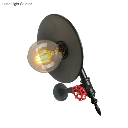 Aplique de pared plano negro - Lámpara de tubo metálico estilo rústico - Lámpara de pared de esquina