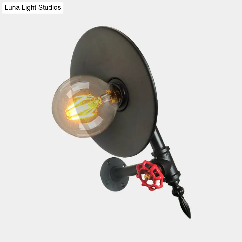 Aplique de pared plano negro - Lámpara de tubo metálico estilo rústico - Lámpara de pared de esquina