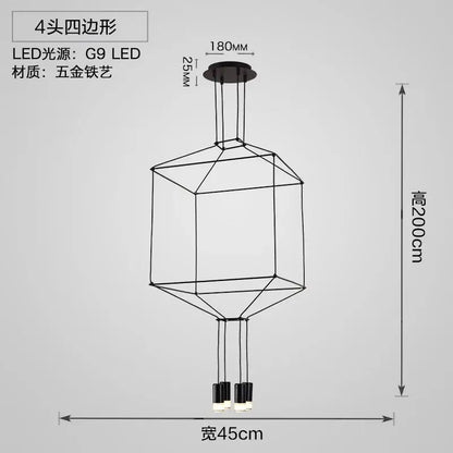 Black metal geometric ceiling chandelier with four g9 led lights decorbites designer nordic ceiling for living room